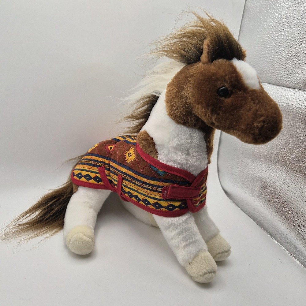 Douglas Plush Pinto Horse with Southwestern Saddle Blanket 12" Stuffed Animal